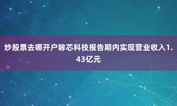炒股票去哪开户眸芯科技报告期内实现营业收入1.43亿元